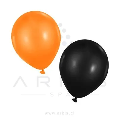 Globo Feco N° 9 Liso Negro Naranja Bolsa 25 Unidades