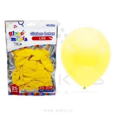 Globo Globomania N° 9 Liso Amarillo 25 Unidades