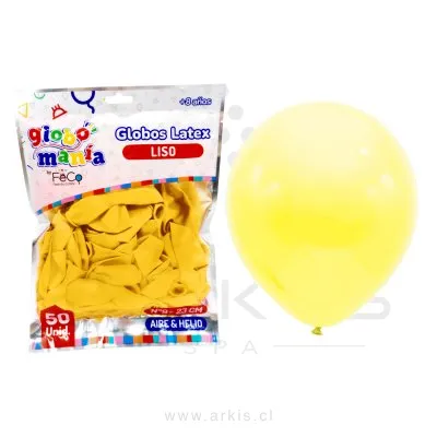 Globo Globomania N° 9 Liso Amarillo 50 Unidades