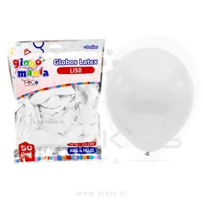 Globo Globomania N° 9 Liso Blanco 50 Unidades