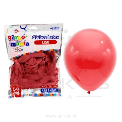 Globo Globomania N° 9 Liso Rojo 50 Unidades