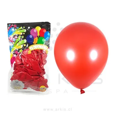 Globo Globomania N° 9 Metálico Rojo 25 Unidades