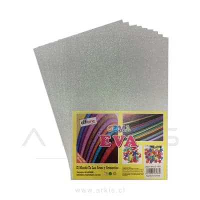 Goma Eva Offione Glitter Blanco 20x30 Cm Paquete de 10 Unidades