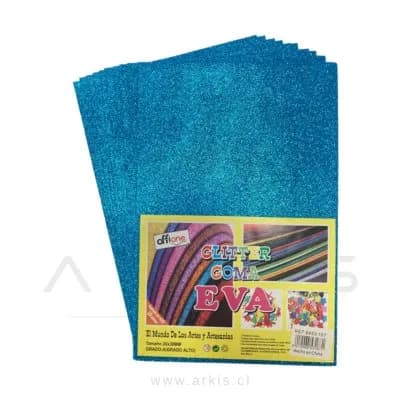 Goma Eva Offione Glitter Celeste 20x30 Cm Paquete de 10 Unidades