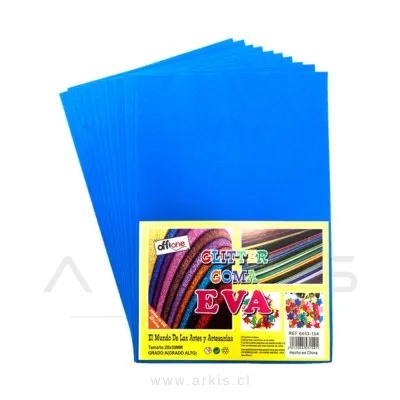 Goma Eva Offione Glitter Celeste 40X60 Cm Paquete de 10 Unidades