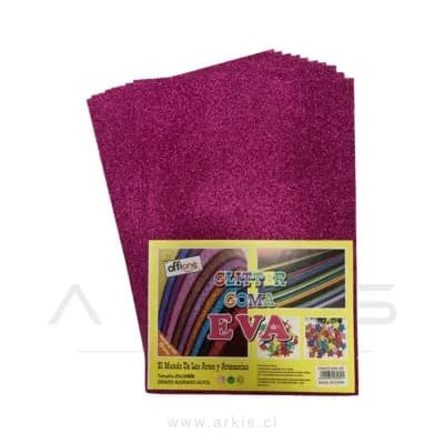 Goma Eva Offione Glitter Fucsia 20x30 Cm Paquete de 10 Unidades