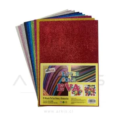Goma Eva Offione Glitter Surtido 20x30 Cm Paquete de 10 Unidades