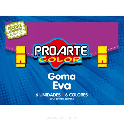 Goma Eva Proarte Colores 20x30 cm Paquete de 6 Unidades