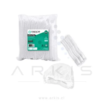 Gorro Desechable Tresor Blanco Tipo Clip 100 Unidades