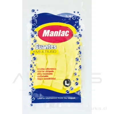 Guantes de Látex Manlac Multiuso Afelpado Amarillo Talla L