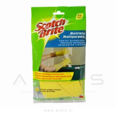 Guantes de Látex Scotch Brite Multiuso Afelpado L Látex Amarillo