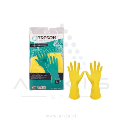 Guantes de Látex Tresor Doméstico Gamuzado Talla L Amarillo
