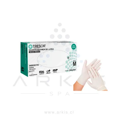 Guantes de Látex Tresor Examinación con Polvo Talla M Blanco 100 Unidades