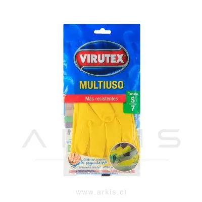Guantes de Látex Virutex Multiuso Gamuzado Talla S Amarillo