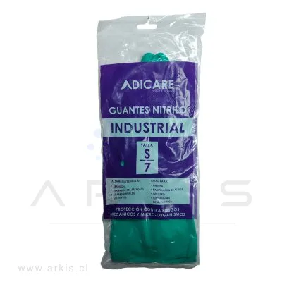 Guantes de Nitrilo Adicare Industriales Talla S Verde