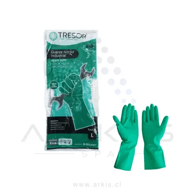 Guantes de Nitrilo Tresor Industriales Talla L Verde