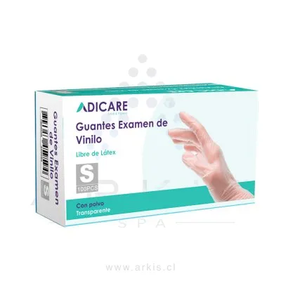 Guantes de Vinilo Adicare Examinación con Polvo Talla S 100 Unidades Transparente