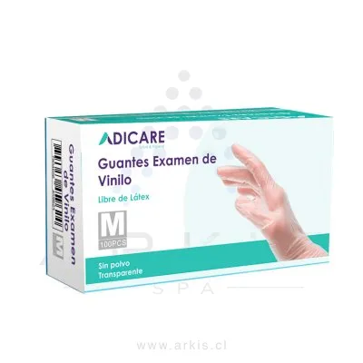 Guantes de Vinilo Adicare Talla M Caja de 100 Sin Polvo