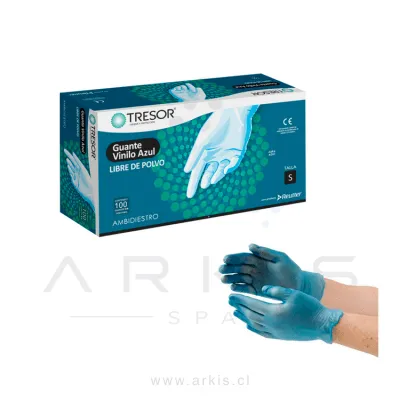 Guantes de Vinilo Tresor Examinación Sin Polvo Talla S 100 Unidades