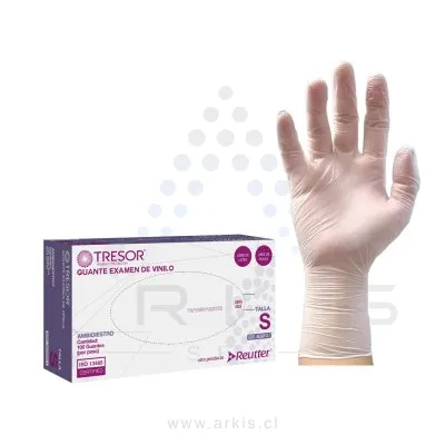 Guantes de Vinilo Tresor Examinación Sin Polvo Talla S Transparente 100 Unidades
