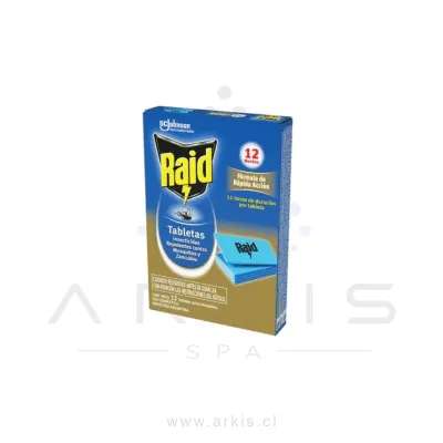 Insecticida en Tabletas Raid Contra Mosquitos y Zancudos 12 Tabletas