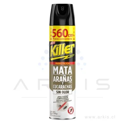 Insecticida Killer Aerosol Mata Arañas y Cucarachas sin Olor 560 cc