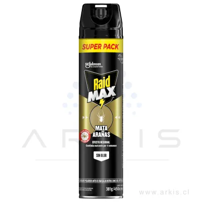Insecticida Raid Aerosol Max Mata Arañas 450 cc