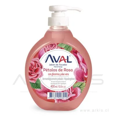 Jabón Líquido Aval Intra Pétalos de Rosa 400 Ml