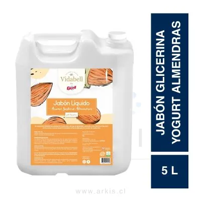 Jabón Líquido Excell Vidabell Glicerina Yogurt y Almendras 5 L