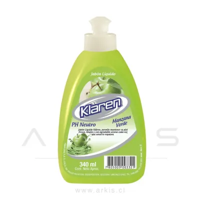 Jabón Líquido Klaren Manzana con Dosificador 340 ml