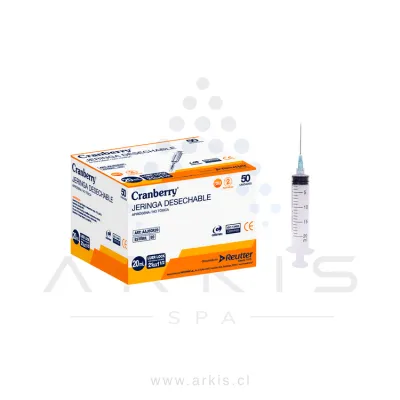 Jeringa con Aguja Cranberry Luer Lock 21 g X 1 1/2" 20 ml 50 Unidades
