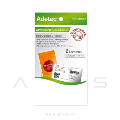Lamina Autoadhesiva Adetec en Frío 66x100 mm Paquete 6 Unidades