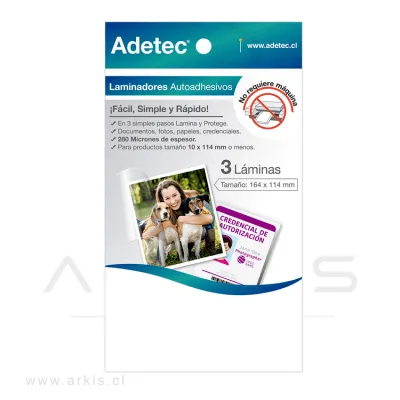Lámina Autoadhesiva en Frío Adetec 114X164 mm 3 Unidades