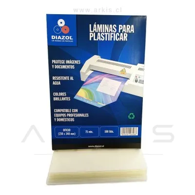 Lámina Termolaminada Diazol Oficio 3 230X340 Mm 75 Mc 100 Unidades