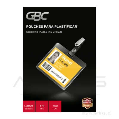 Lámina Termolaminada GBC Carnet 7 65X 95Mm 175Mc 100 Unidades