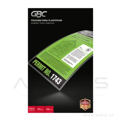 Lámina Termolaminada GBC Oficio 7 229X368Mm 175Mc 100 Unidades
