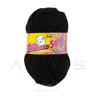Lana Ovillo NP Negro 50 g Paquete de 10 Unidades