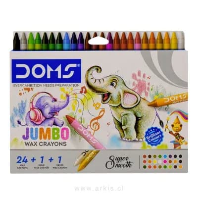 Lápiz Doms Cera Jumbo 24 Unidades + Dorado y Plateado