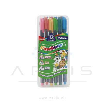 Lápiz Fibra Torre 0.7 mm Estuche de 12 Colores