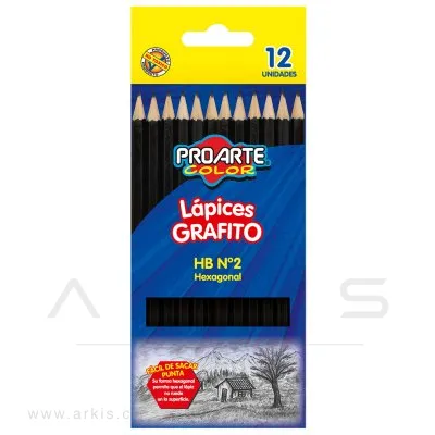 Lápiz Grafito Poarte Hexagonal N° 2 HB Caja de 12 Unidades + Sacapunta
