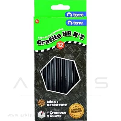 Lápiz Grafito Torre Hexagonal HB N° 2 Caja de 12 Unidades