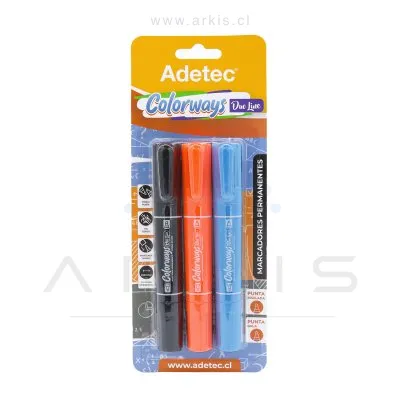 Marcador Adetec Colorways Duo Line 3 Colores