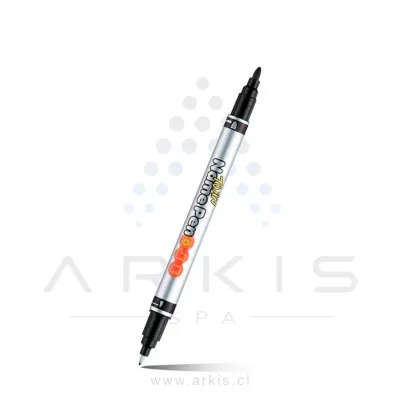 Marcador Permanente Monami Doble Punta Fina-Media Negro