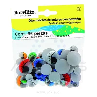 Ojitos Surtidos Barrilito Con Pestañas Paquete de 66 Unidades