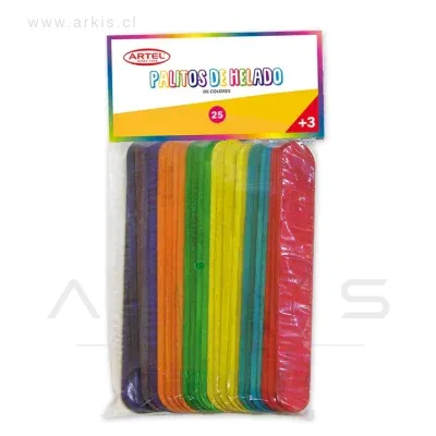 Palos de Helado Artel Ancho Colores Surtidos 25 Unidades