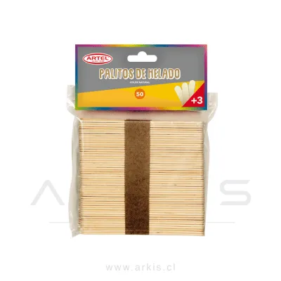 Palos de Helado Artel Delgado Natural 50 Unidades