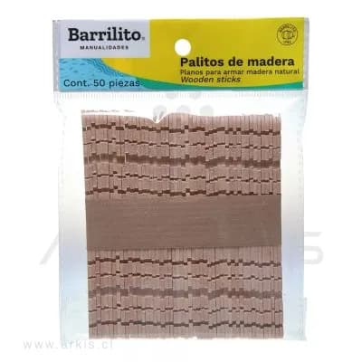 Palos de Helado Barrilito Ranurados Natural 50 Unidades