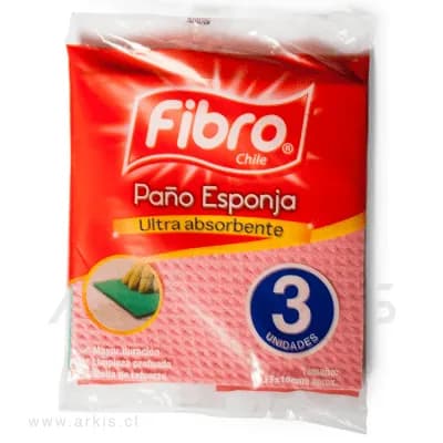 Paño Absorbente Esponja Fibro Multiuso 18X20 3 Unidades