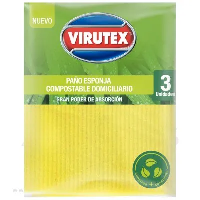 Paño Absorbente Virutex Natural Paquete 3 Unidades Surtidos