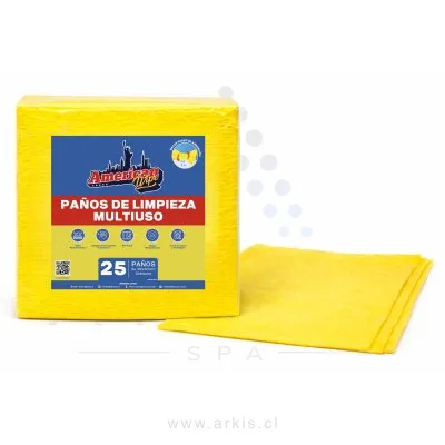 Paño de Limpieza American Wipe Industrial 38x40 cm 25 Unidades Amarillo